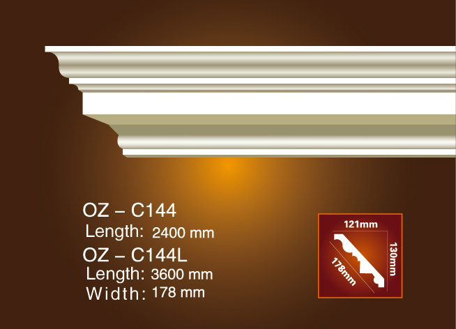 Hot Sale For Light Weight Material Pu Foam Flexible Crown Molding Plain Angle Line Oz C144 Ouzhi